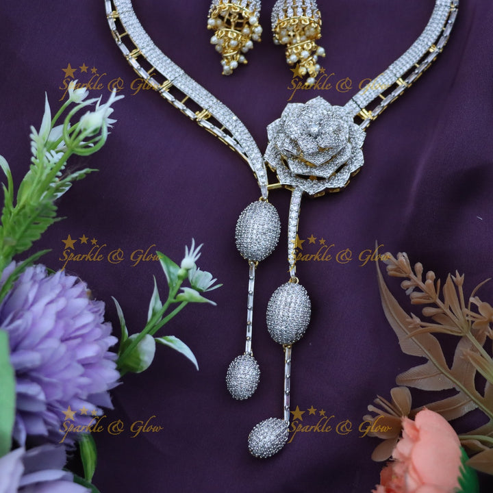 Sparkle with American Diamond Floral Necklace Set
