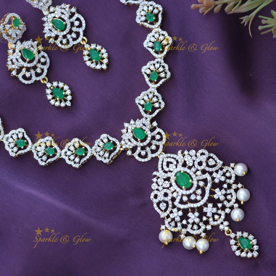 Exquisite American Diamond Festive Necklace Set
