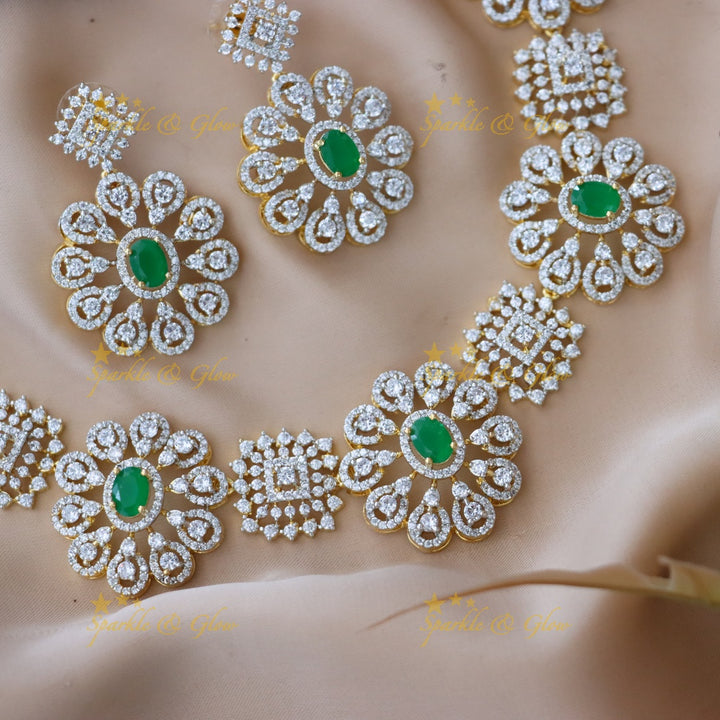 Sparkling Emerald & Diamond Necklace - Festive Jewelry