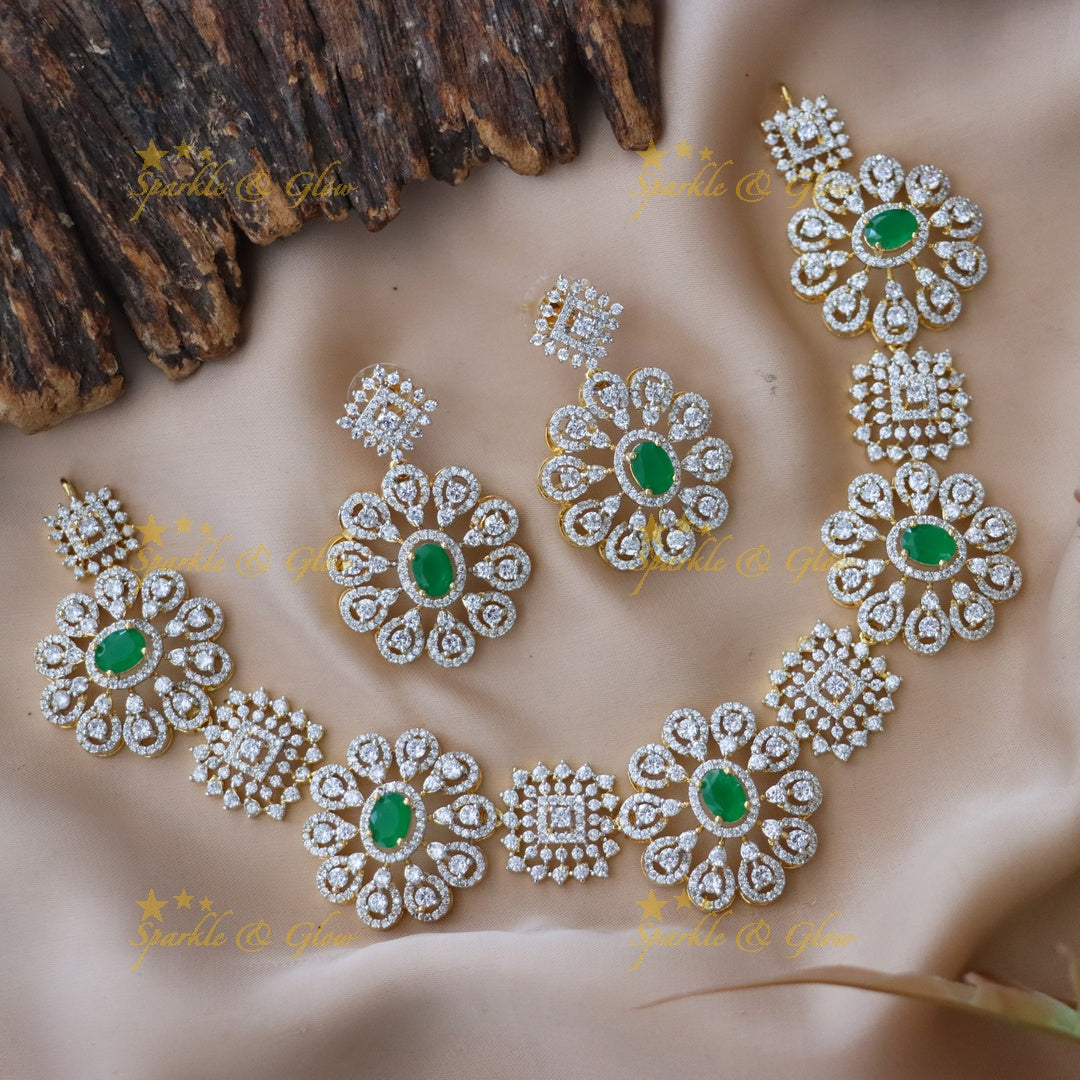 Sparkling Emerald & Diamond Necklace - Festive Jewelry