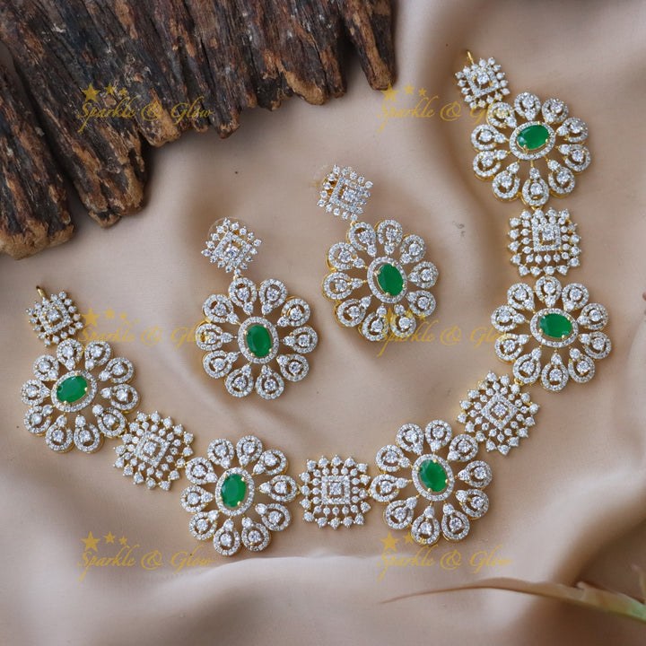 Sparkling Emerald & Diamond Necklace - Festive Jewelry