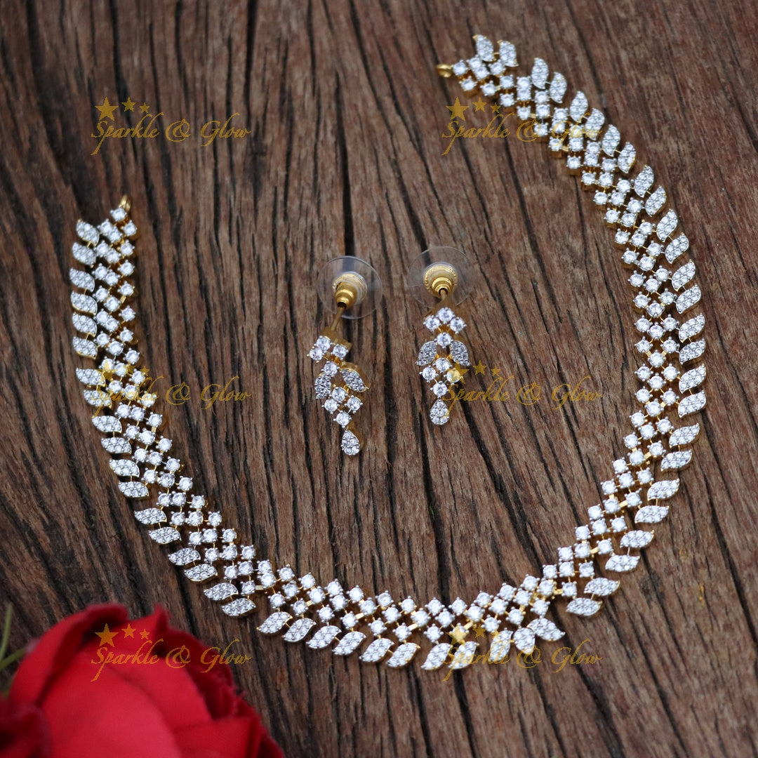 Elegant American Diamond Short Necklace Set