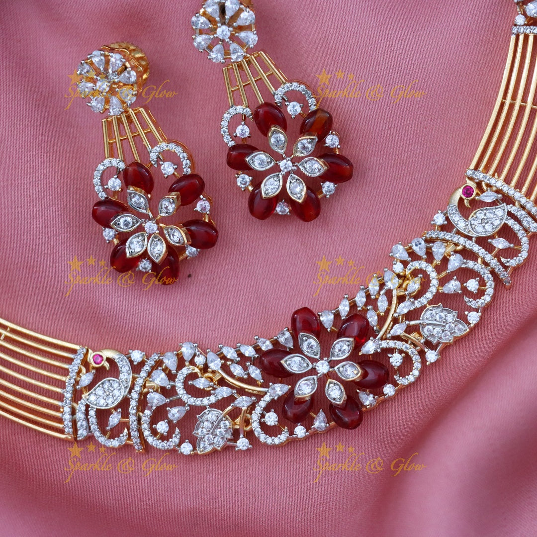 Elegant American Diamond Short Necklace Set