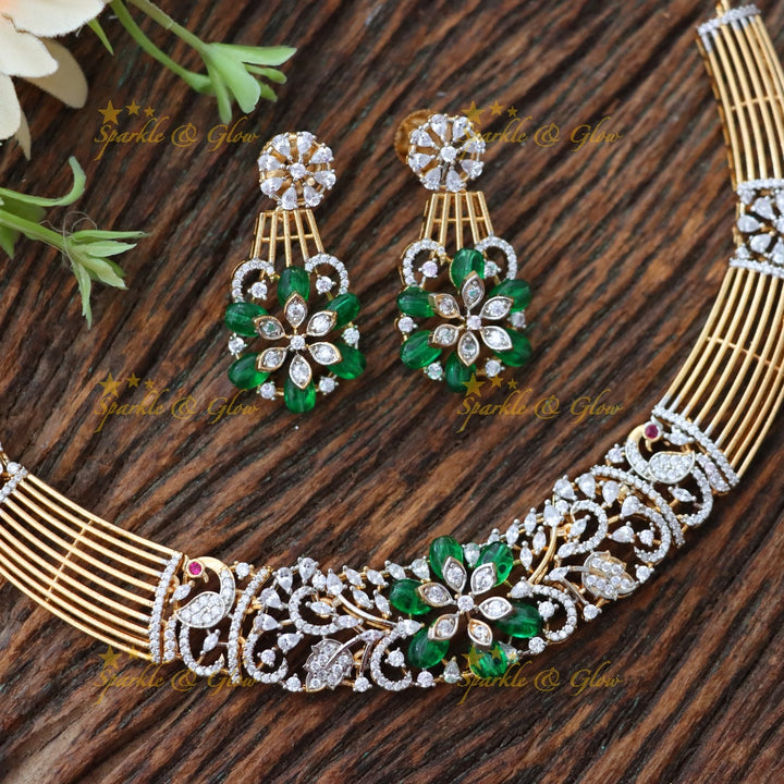 Elegant American Diamond Short Necklace Set