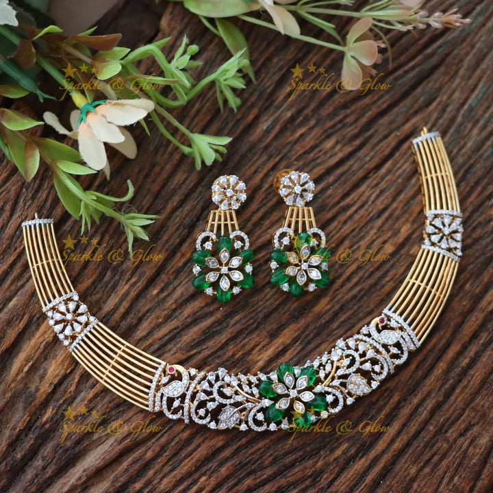 Elegant American Diamond Short Necklace Set