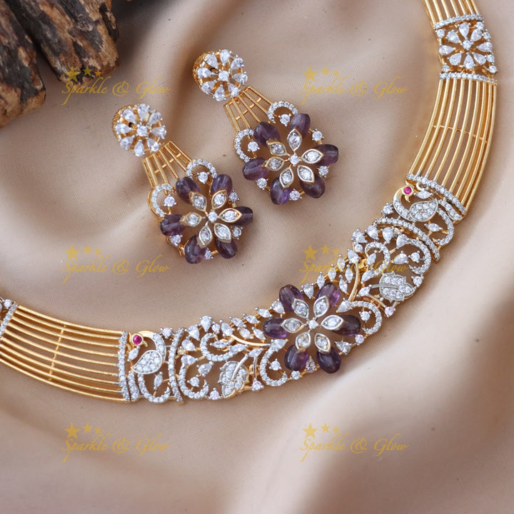 Elegant American Diamond Short Necklace Set