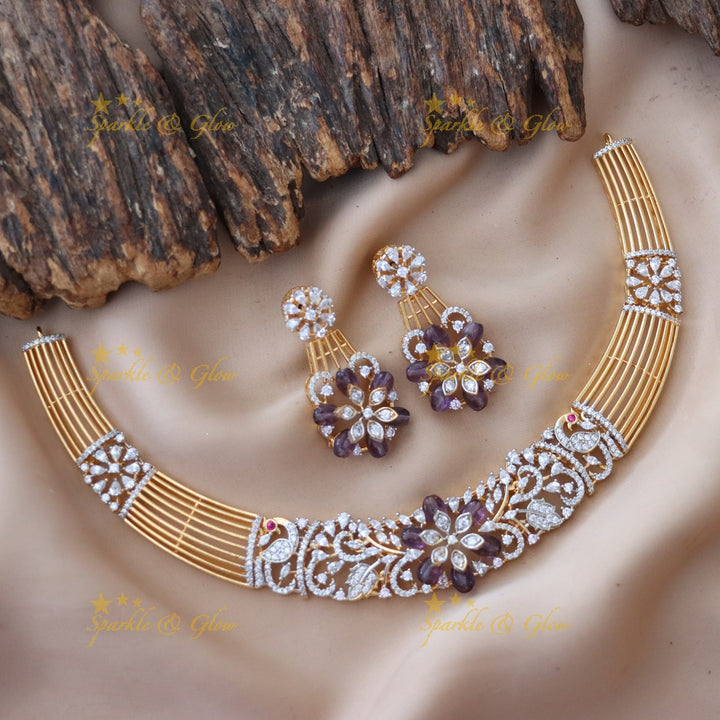 Elegant American Diamond Short Necklace Set