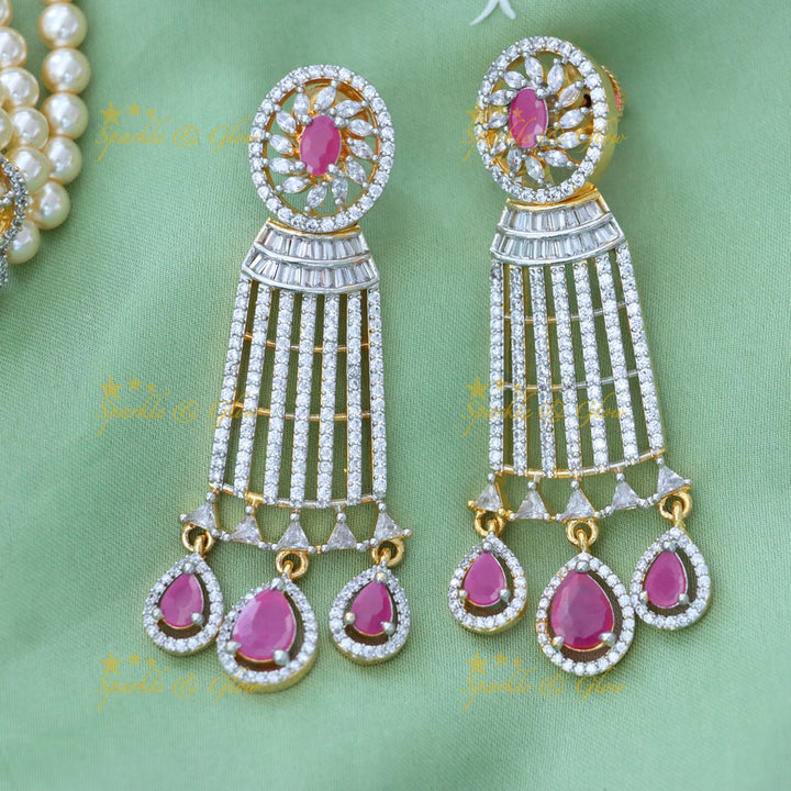 Glamorous American Diamond & Pearl Choker Necklace