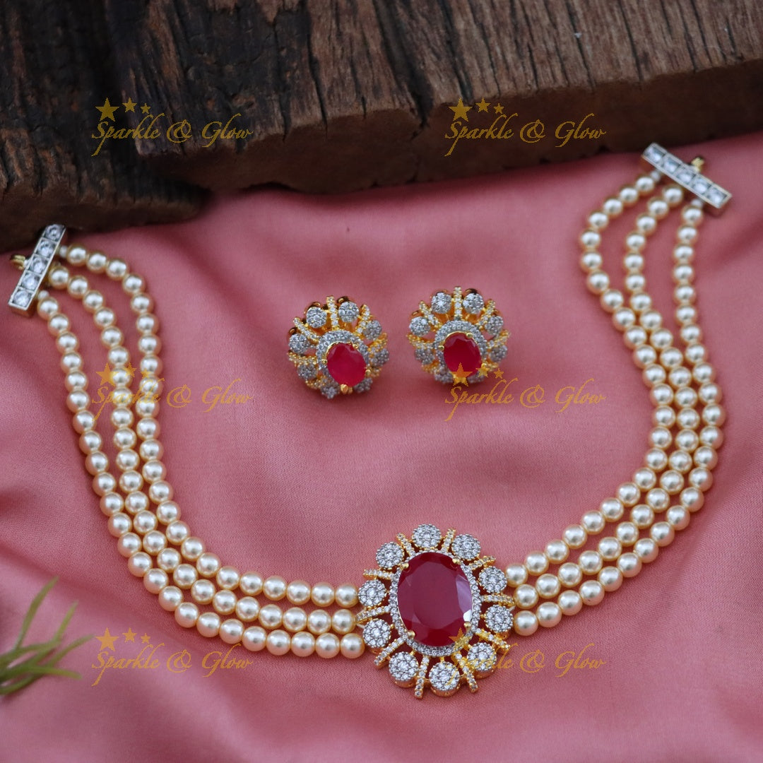Exquisite Pearl & Diamond Choker Necklace for Weddings