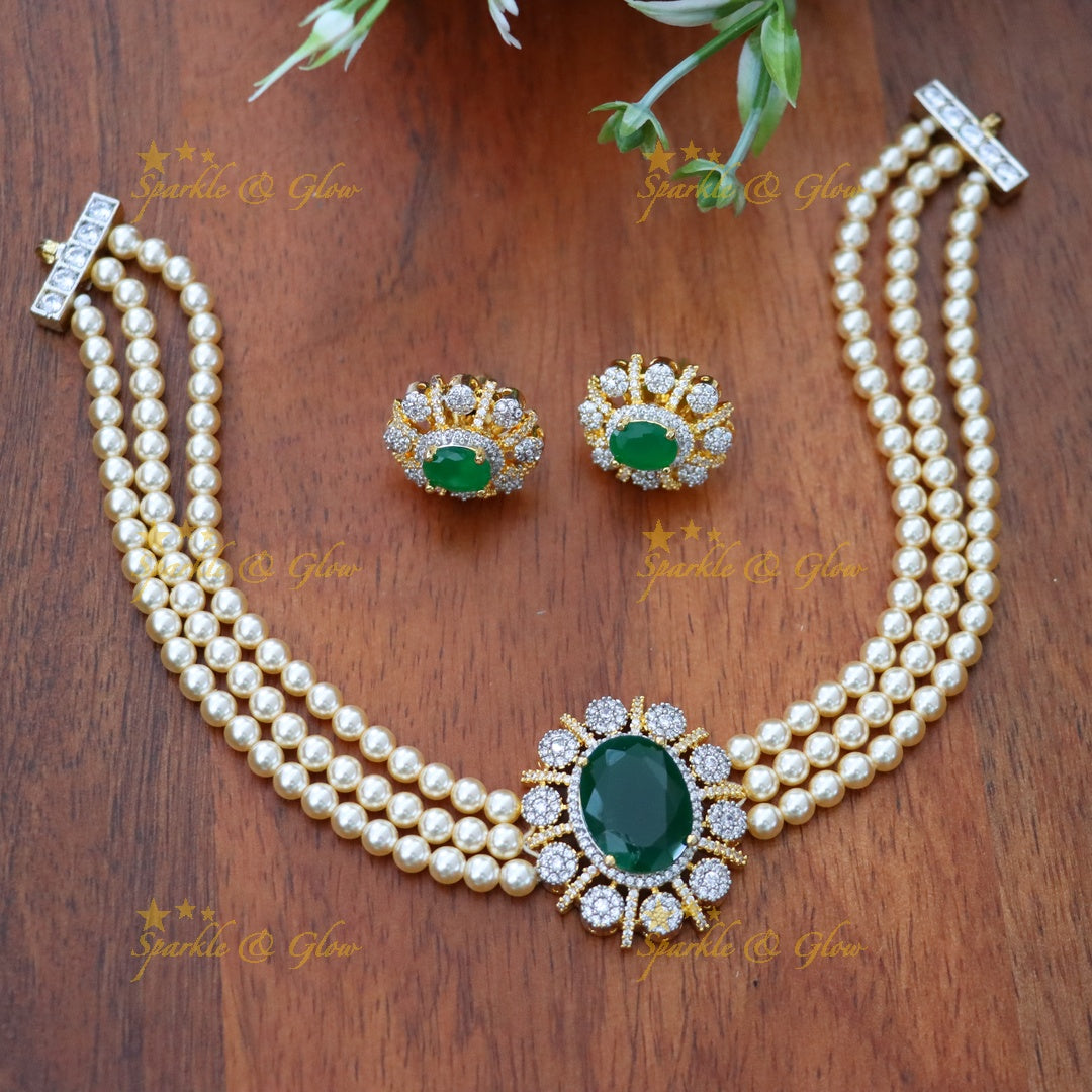 Exquisite Pearl & Diamond Choker Necklace for Weddings
