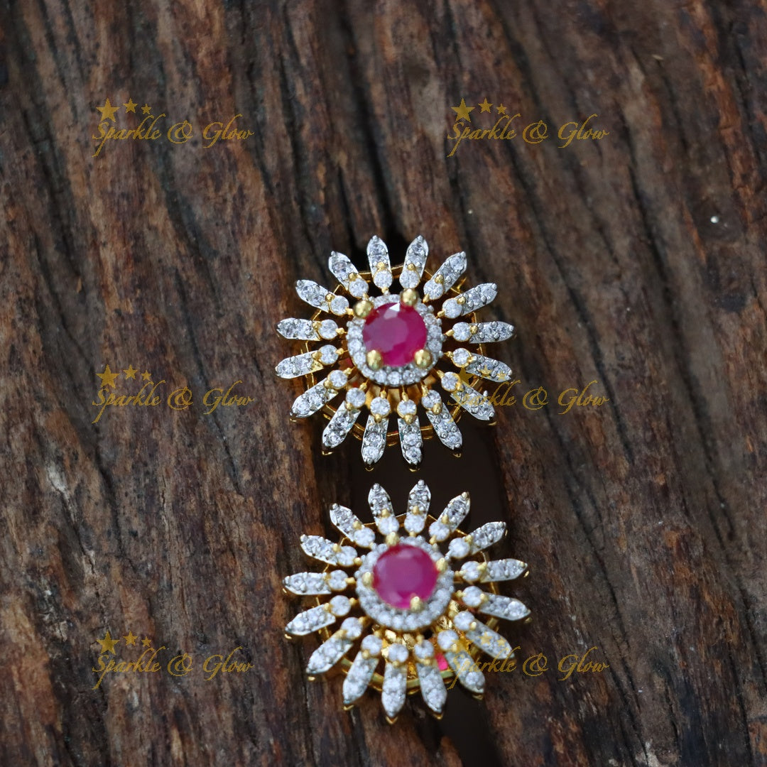 Stunning American Diamond Pearl & Ruby Statement Choker
