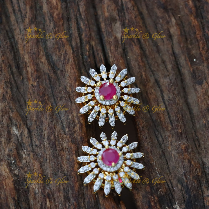 Stunning American Diamond Pearl & Ruby Statement Choker