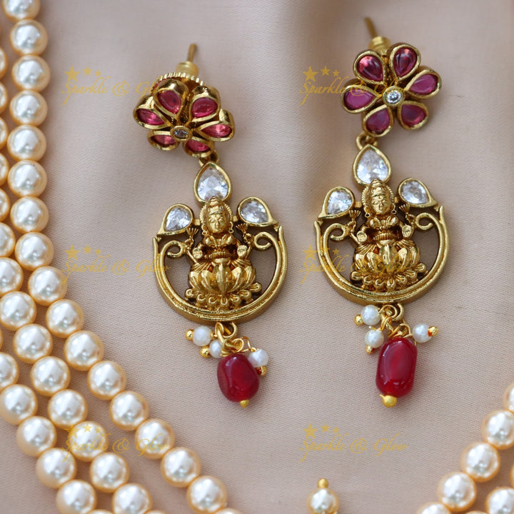 Exquisite Pearl and Gold Temple Choker Necklace Set