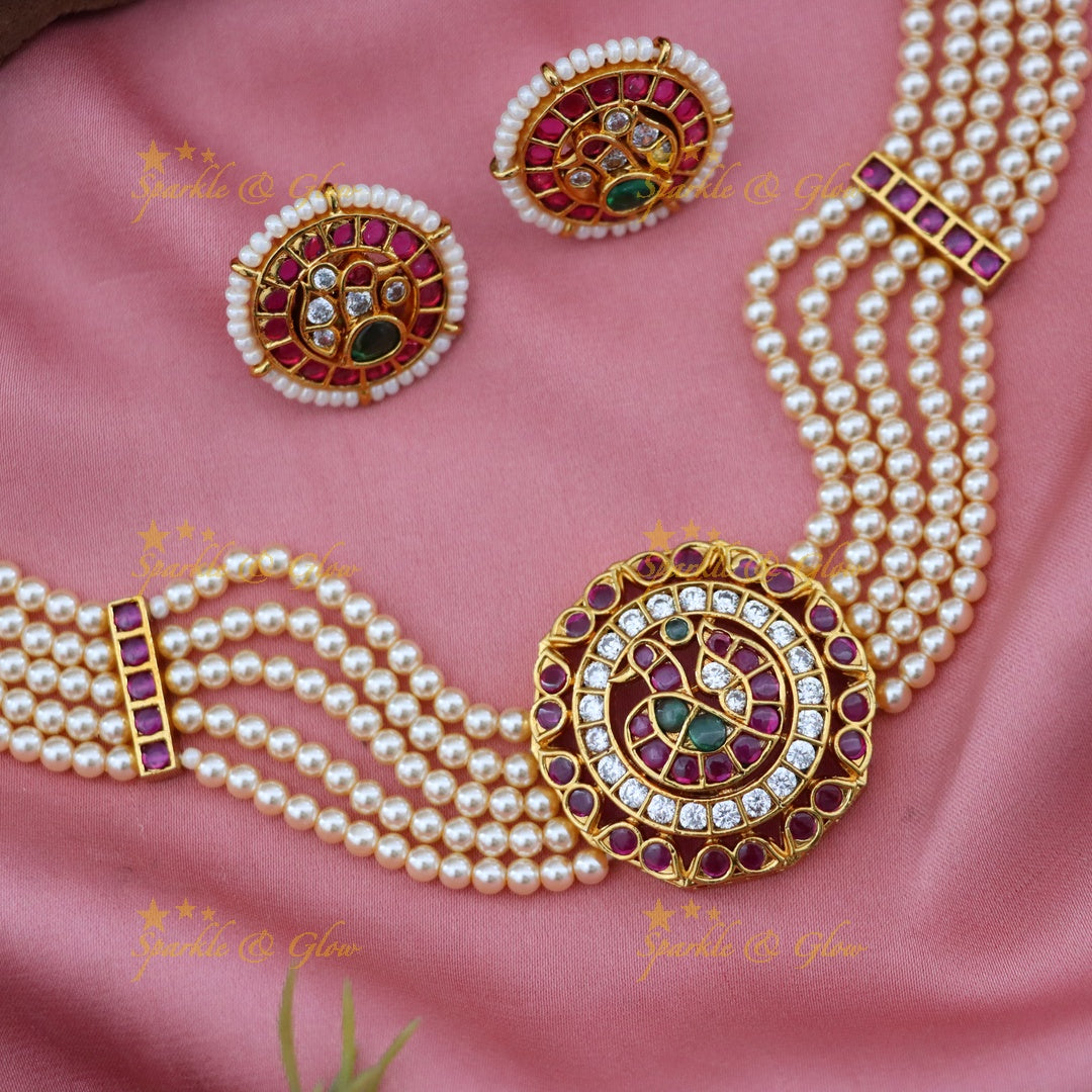 Elegant Pearl & Gold Choker Necklace for Weddings