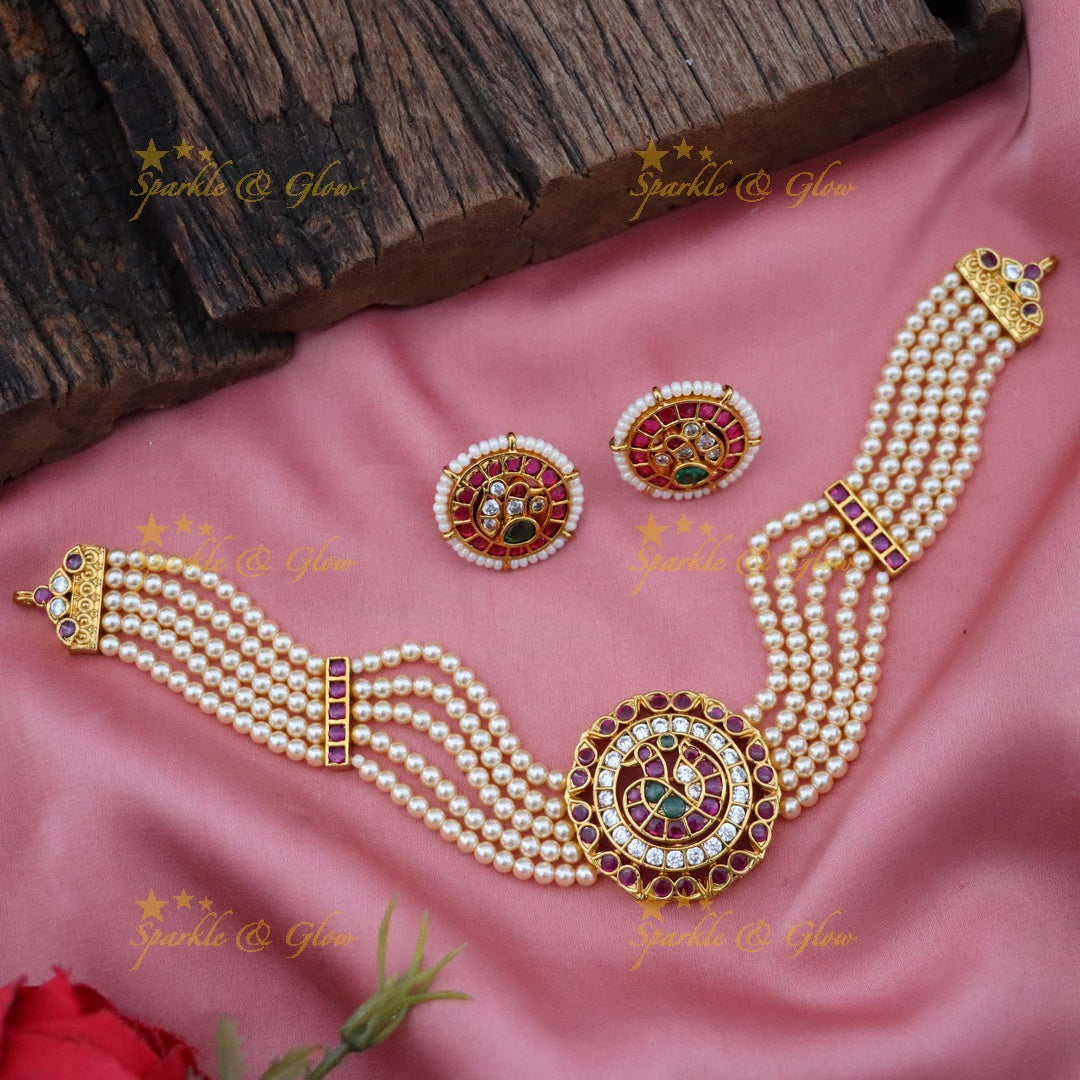 Elegant Pearl & Gold Choker Necklace for Weddings