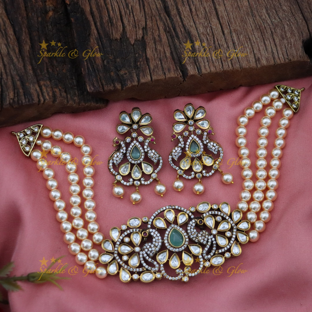 Victorian Pearl Choker Necklace for Weddings & Festive Glam