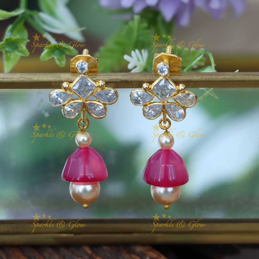 Elegant Festive Earrings with Pearl Drops - New Arrival