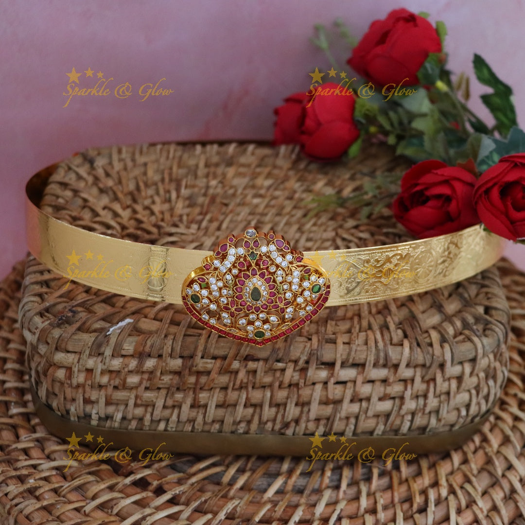 Elegant Gold-Tone Festive Hip Belt for Weddings