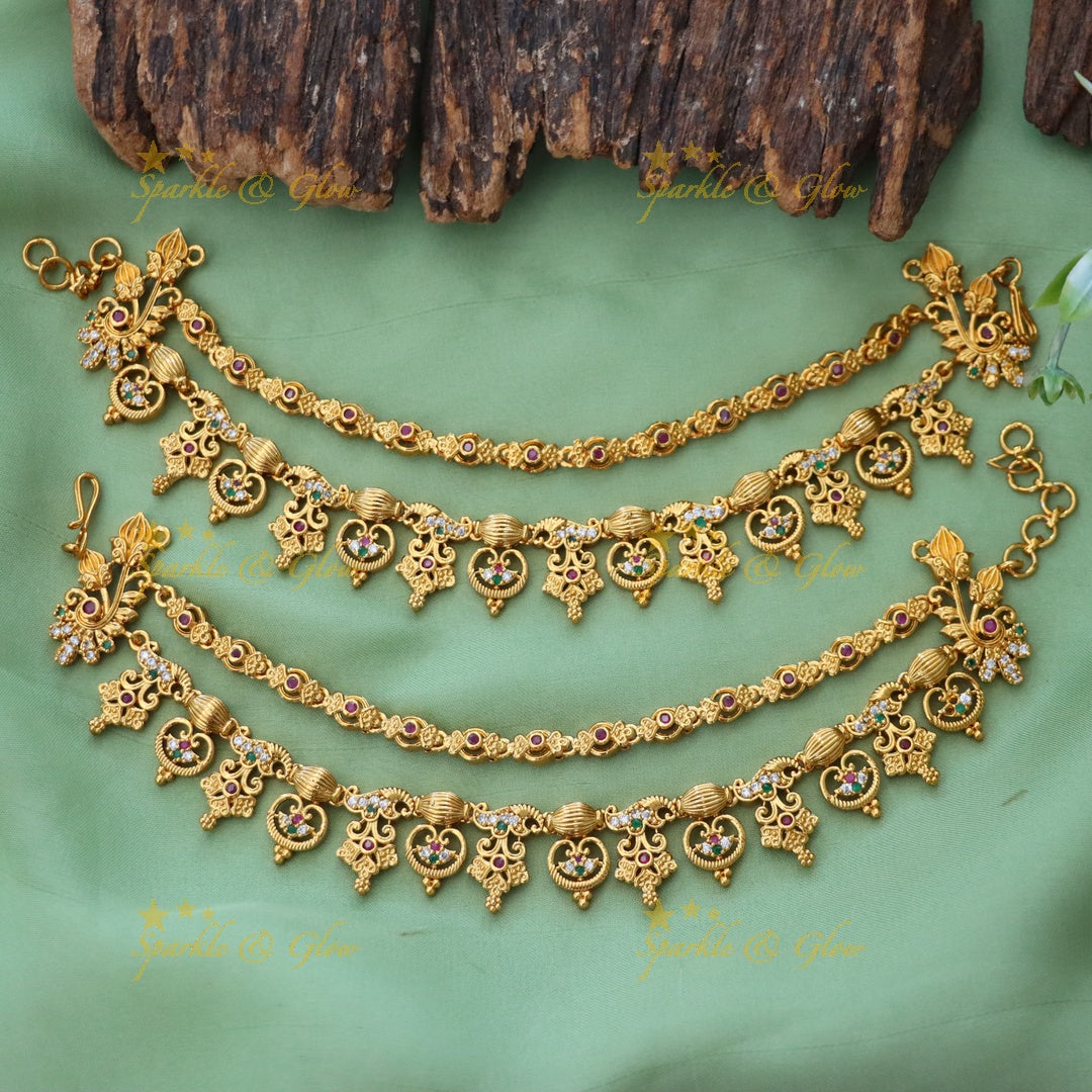 Radiant Gold Plated Ear Chains for Festive Weddings