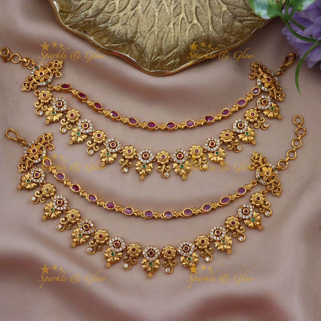 Glamorous Gold Earchains for Festive Weddings