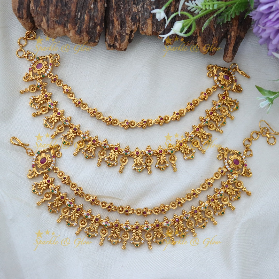 Exquisite Gold Earchain for Festive & Wedding Glamour