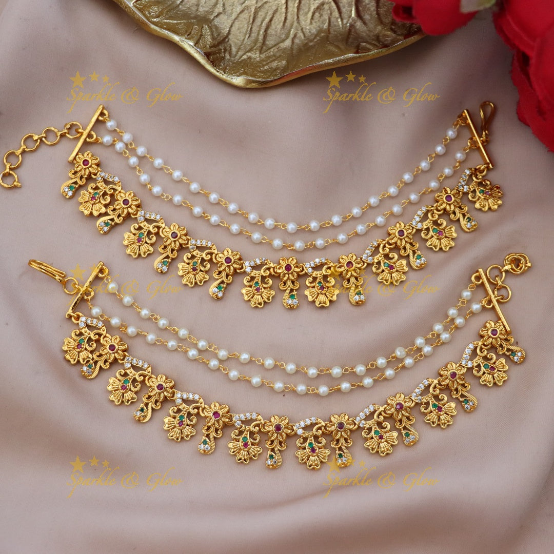 Elegant Gold Earchains: Perfect for Festive Weddings