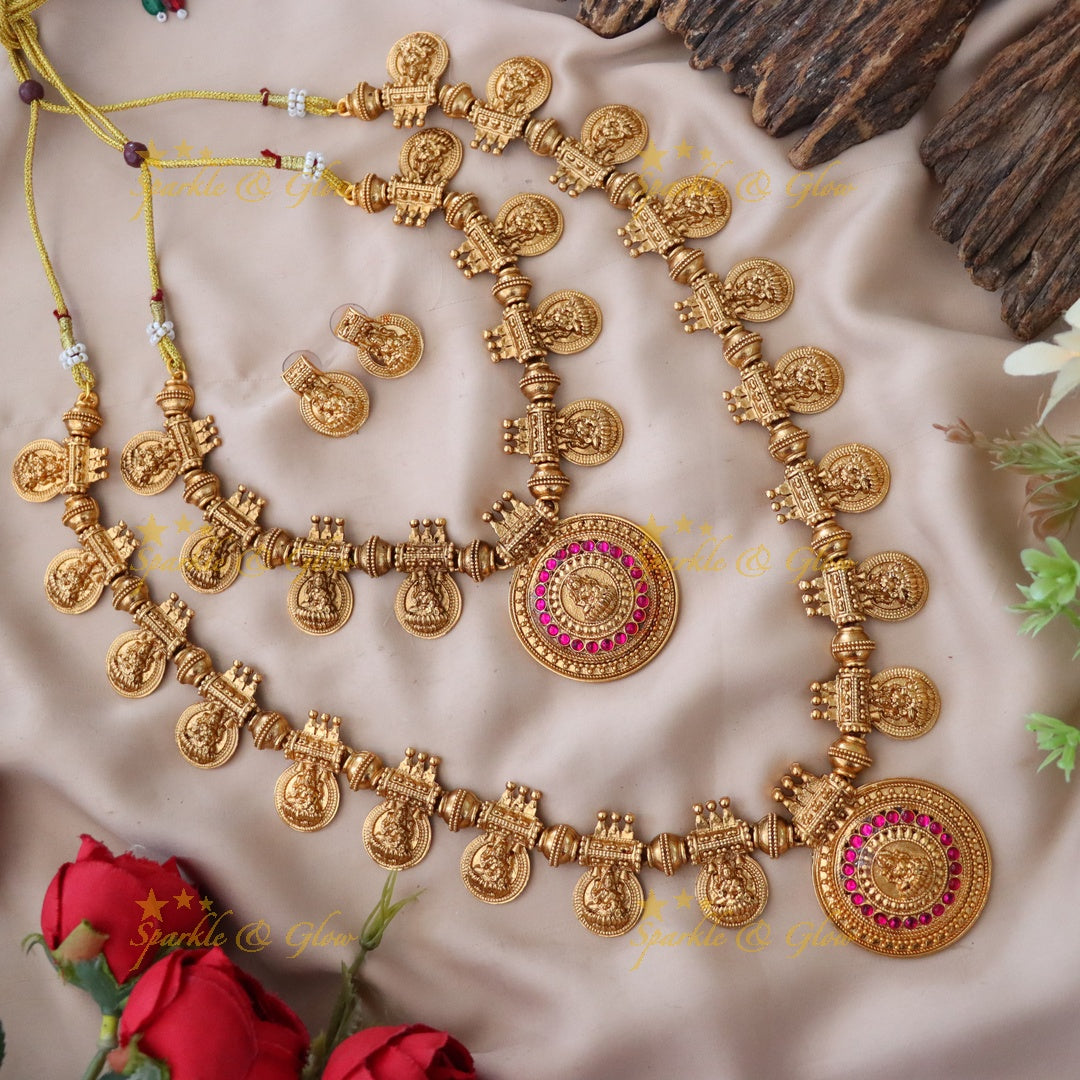 Exquisite Gold Temple Bridal Necklace Set