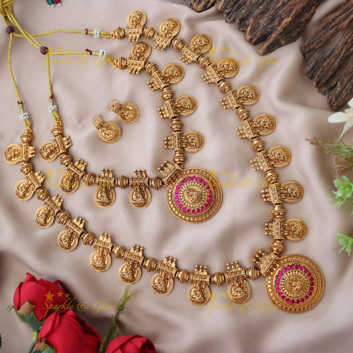 Exquisite Gold Temple Bridal Necklace Set