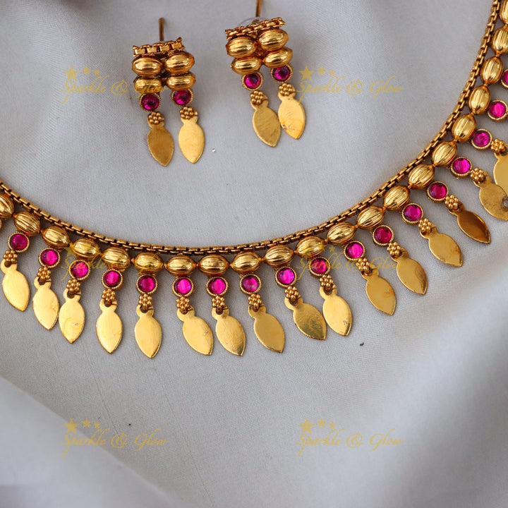 Kerala Wedding Necklace Set - Gold Plated Elegance
