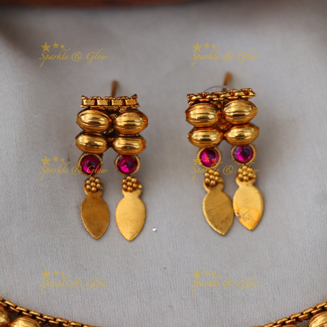 Kerala Wedding Necklace Set - Gold Plated Elegance