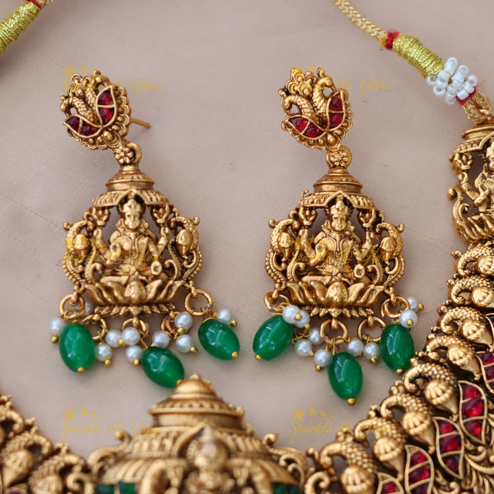 Elegant Gold-Toned Temple Bridal Necklace Set