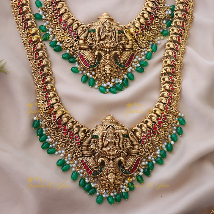 Elegant Gold-Toned Temple Bridal Necklace Set