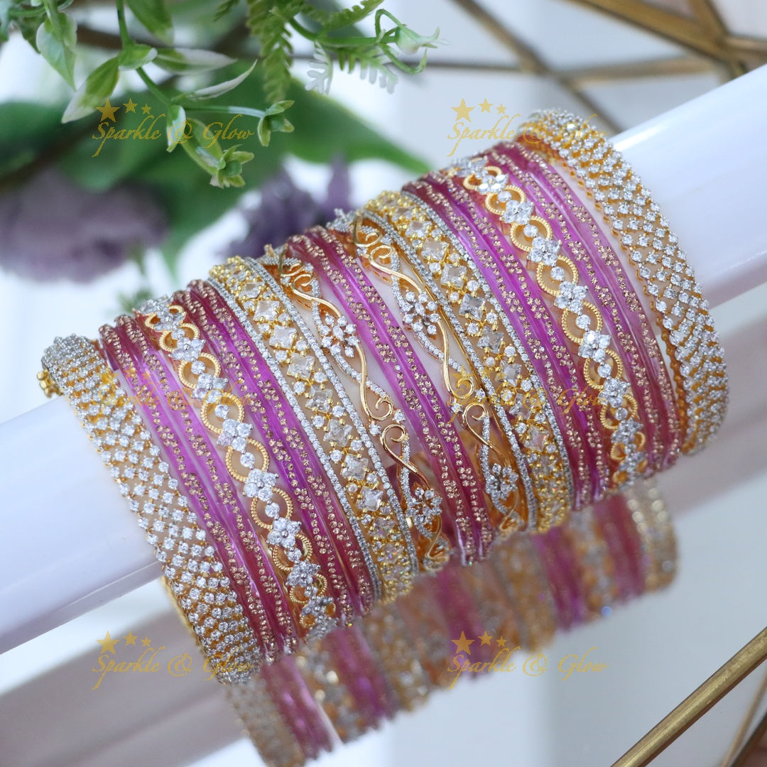Stunning Floral Bridal Bangles with American Diamonds