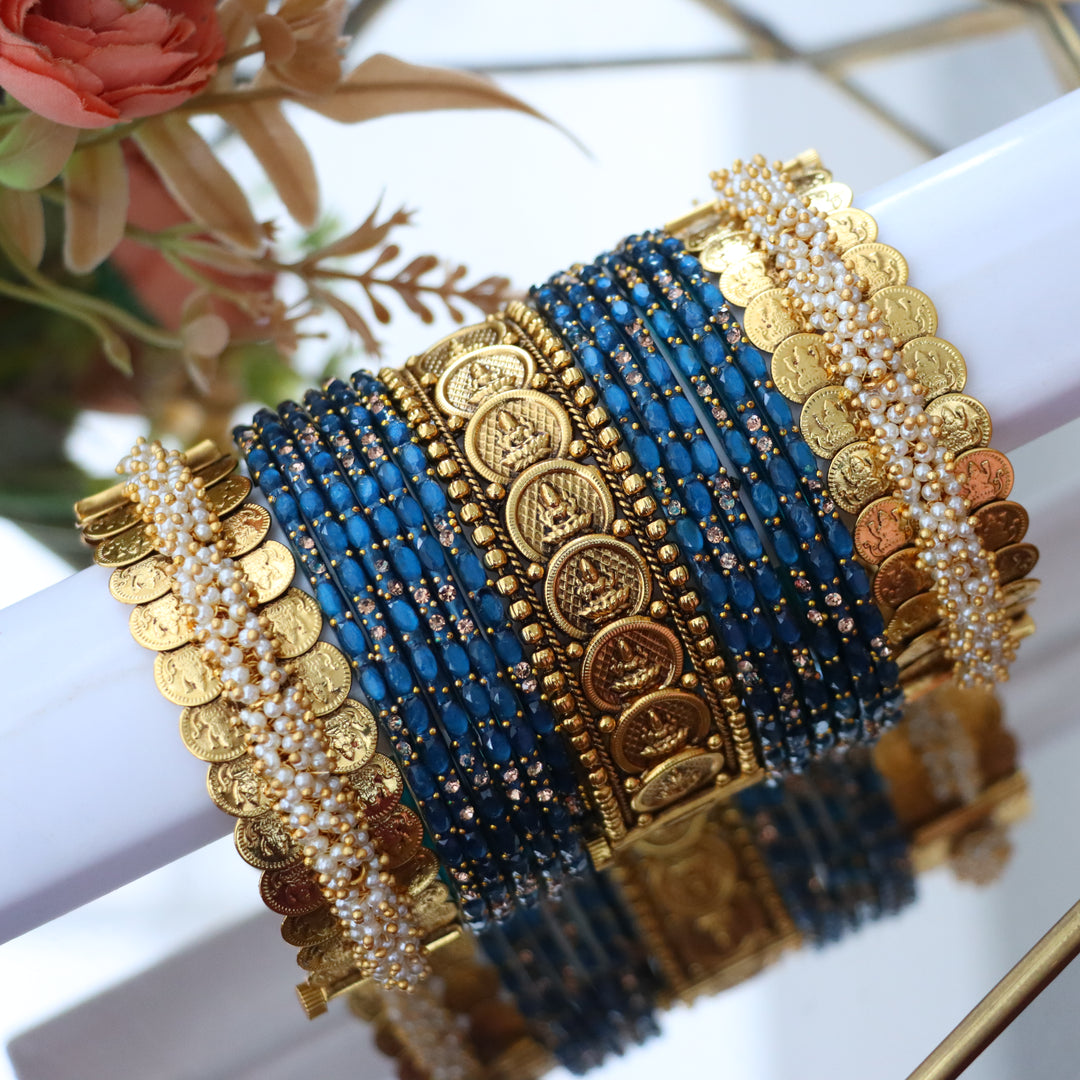 Exquisite Temple Bridal Bangles with Lakshmi Coins