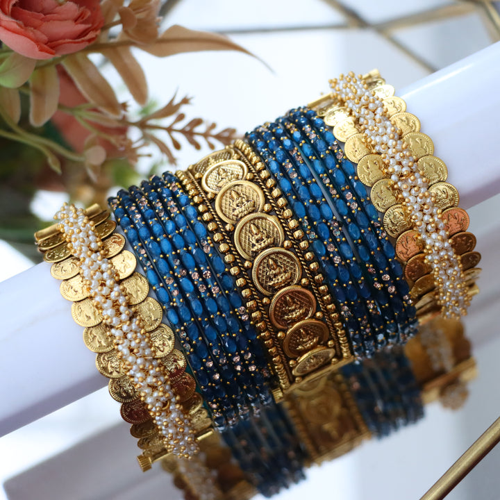 Exquisite Temple Bridal Bangles with Lakshmi Coins