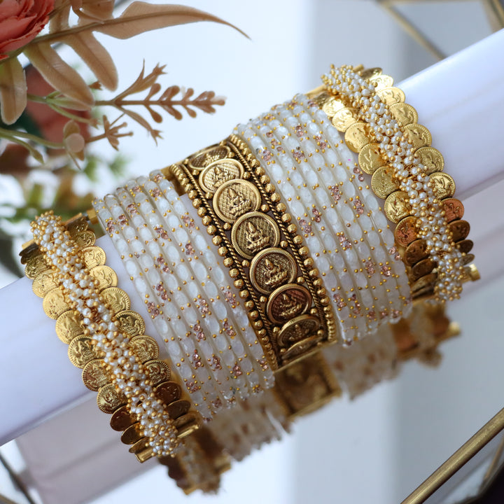 Exquisite Temple Bridal Bangles with Lakshmi Coins