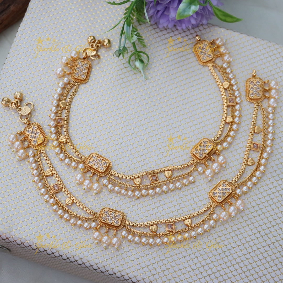 Elegant Gold-Plated Anklet for Festive & Wedding Glam