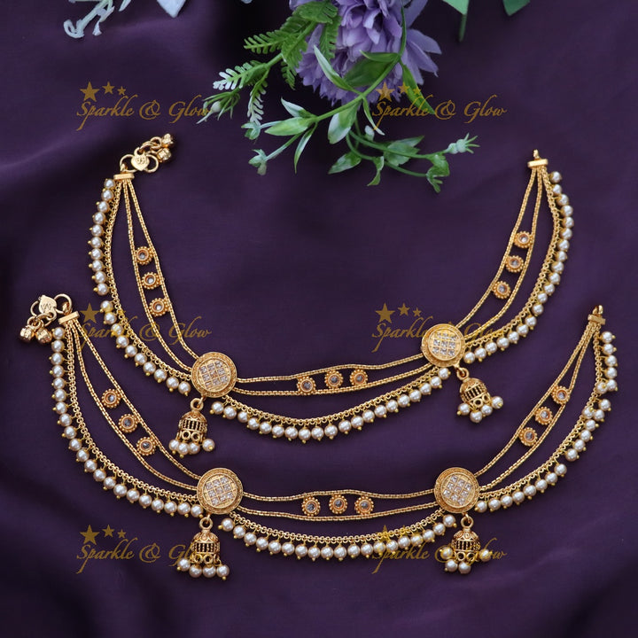 Ethereal Gold-Plated Anklets for Weddings & Festivities