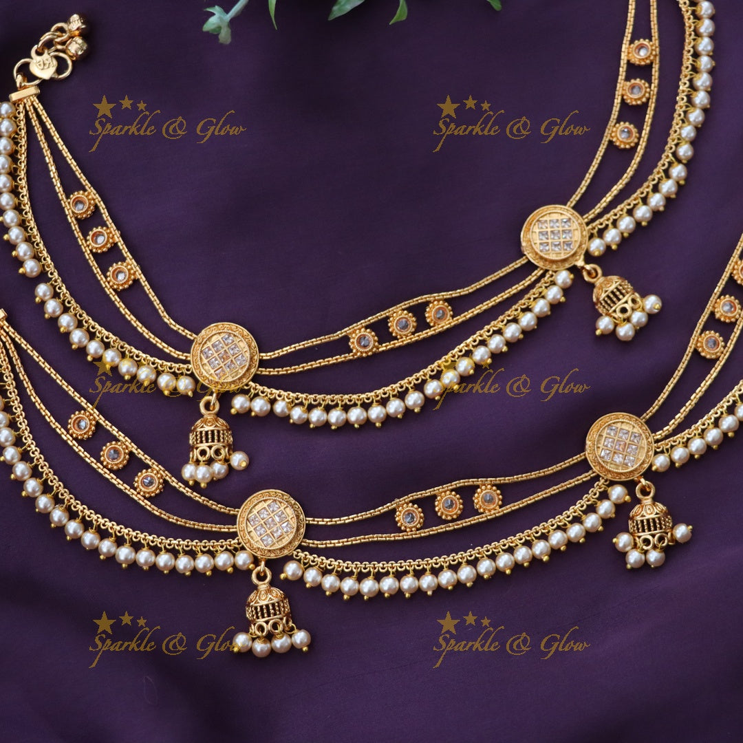 Ethereal Gold-Plated Anklets for Weddings & Festivities