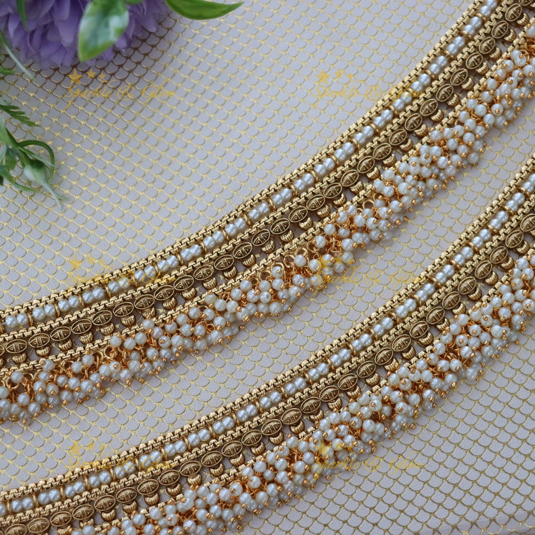 Exquisite Pearl Gold-Plated Anklets - Elegance Redefined