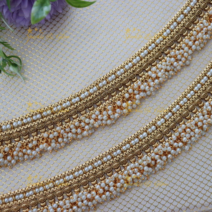Exquisite Pearl Gold-Plated Anklets - Elegance Redefined