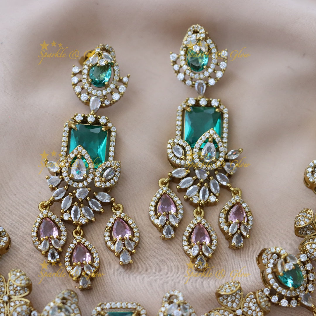 Exquisite Gemstone Short Necklace Set - Sparkle & Glow