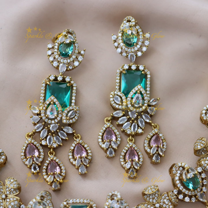 Exquisite Gemstone Short Necklace Set - Sparkle & Glow