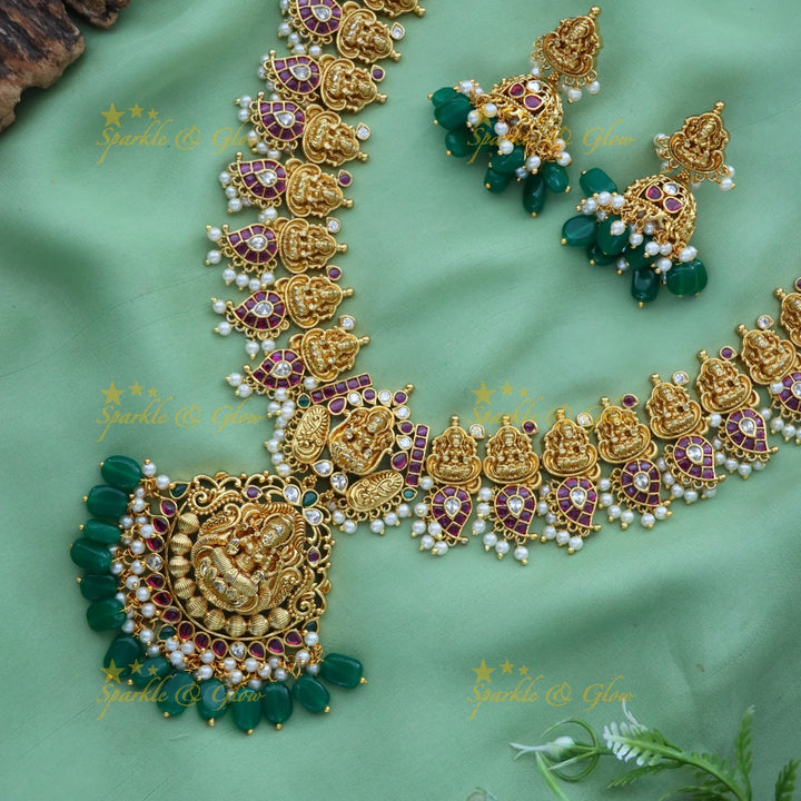 Exquisite Jadau Gold Necklace Set for Weddings