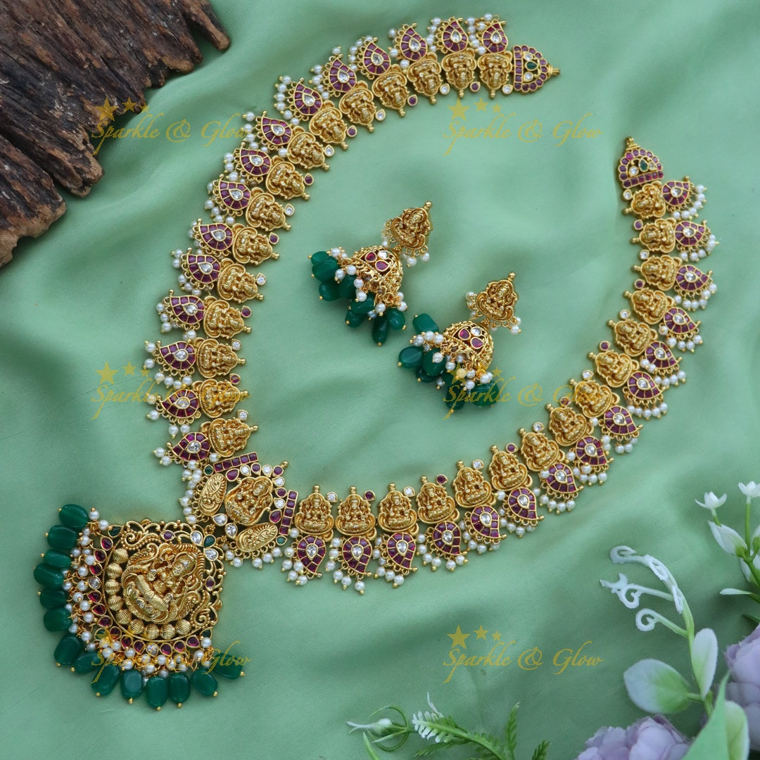 Exquisite Jadau Gold Necklace Set for Weddings