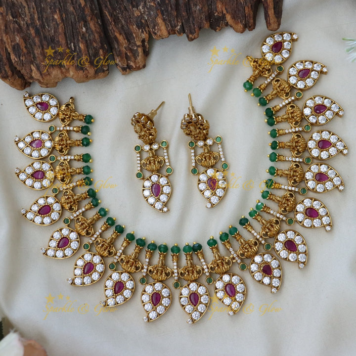 Stunning Gold Jadau Necklace Set for Festivals & Weddings