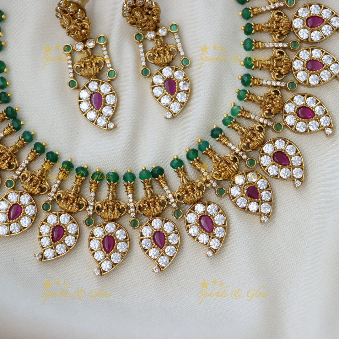Stunning Gold Jadau Necklace Set for Festivals & Weddings