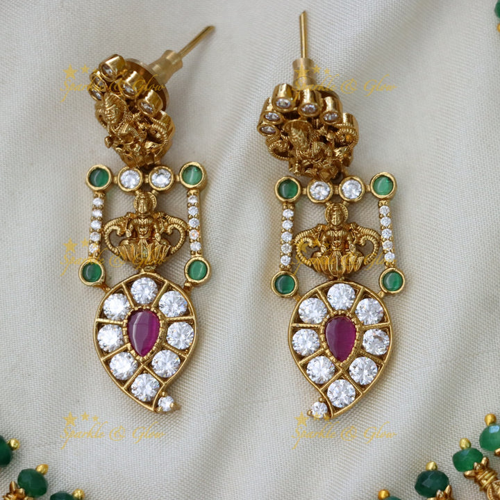 Stunning Gold Jadau Necklace Set for Festivals & Weddings