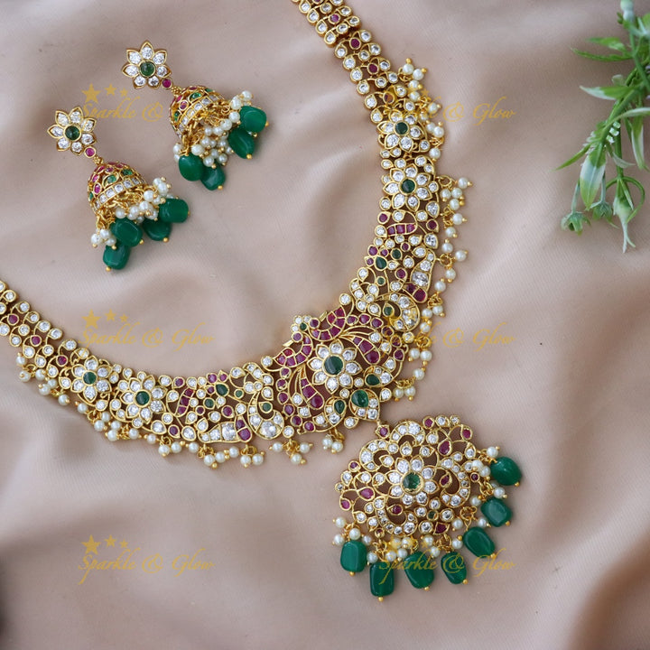 Exquisite Jadau Gold Necklace Set for Weddings