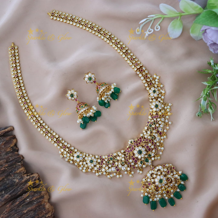 Exquisite Jadau Gold Necklace Set for Weddings